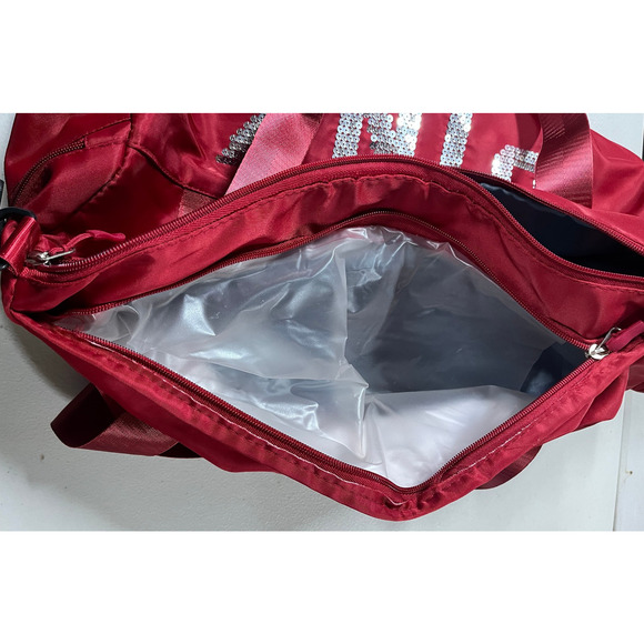 Victoria’s Secret PINK Sequin Logo Duffel Gym Bag Shoe Compartment Waterproof - Picture 10 of 13